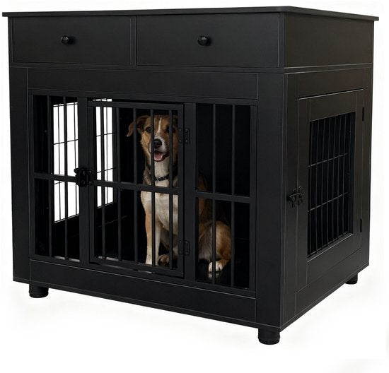 Hundehausmöbel für das Wohnzimmer - Hundebox - Box für kleine und mittelgroße Hunde - 80 cm x 60 cm x 84 cm