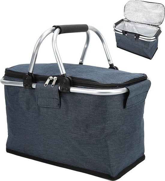 Ceruzo Cooling Basket Blau - Picknickkorb-Aluminium-Oxford-Stoff-Faltbar