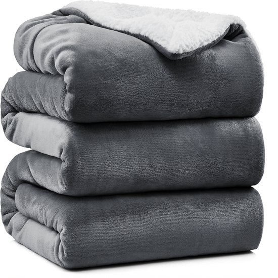 VAIVE Luxus-Sherpa-Fleecedecke 220x240 cm - Superweich - Plaid für Sofa, Bett oder Wohnzimmerdekoration - Decken - Plaids - Decke - Grau