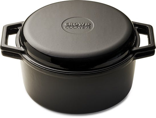 Crowd Cookware Tasman Dutch Oven Gusseisen Bräter – Mit Grilldeckel – Für alle Herdarten – Schwarz