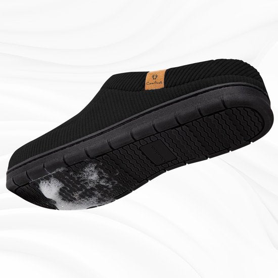 Hausschuhe Herren - Hausschuhe - Größe 44/45 - Schwarz - Cord - Rutschfest - Comfeet
