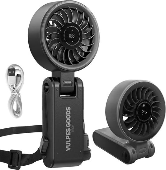 Vulpes Goods® Tech - Handventilator PRO 3in1 - USB Wiederaufladbar & Tragbar - Halsventilator - 14h Kühlung