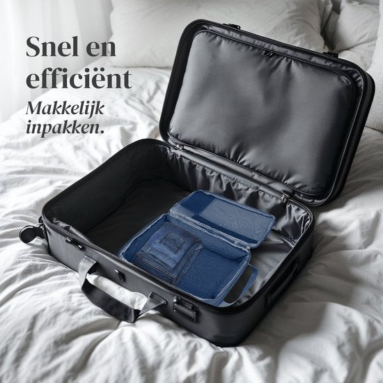 Skycases Travel Essentials Packing Cubes - 6-teiliges Set - Luxus-Kompressions-Organizer aus hochwertigem Nylon - platzsparend und langlebig - ideal für Reisen - Dunkelblau