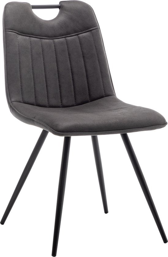 Furnihaus Esszimmerstuhl Leon Microfibre Anthrazit 2er Set