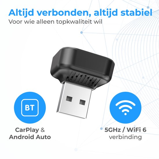 Nuvance CarPlay Dongle - Bluetooth Dongle - CarPlay Wireless - USB & USB C - Geeignet für Android Auto & CarPlay
