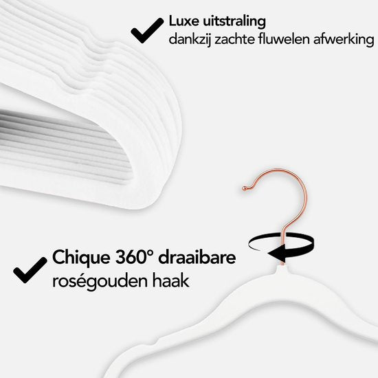 Brixy 50 Baby Kleiderbügel - Weiß - Kinderkleiderbügel - Kleiderbügel aus Samt - Hosenbügel
