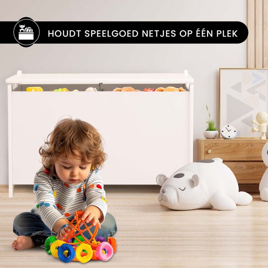 Oemmie Spielzeugbox - Aufbewahrungsbox - Aufbewahrungsbox - Aufbewahrungsbox - Aufbewahrungsbox Kinder - 60x40x37cm - Sicherheitsscharniere - Weiß