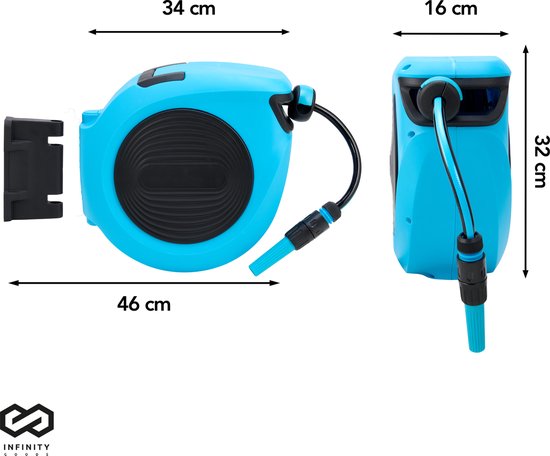 Infinity Goods Wandslangbox - 15 Meter - Slanghouder - Tuinslang Met Haspel - 180Â° Draaibaar - Automatisch - Slanghaspel