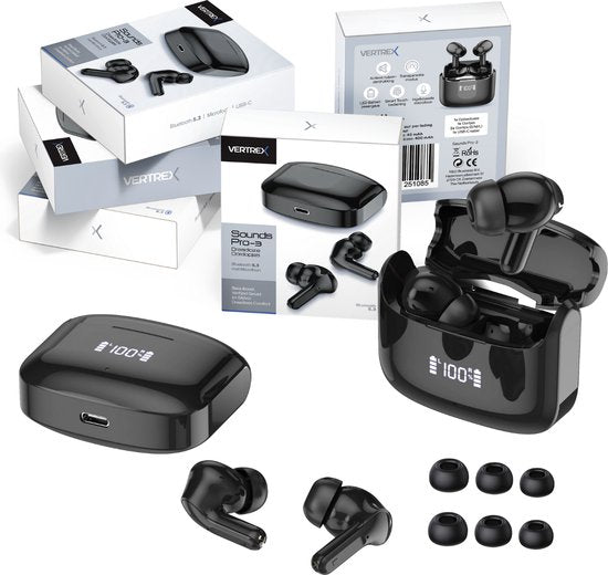 Vertrex Sounds Pro-3 Bluetooth-Kopfhörer mit Geräuschunterdrückung - Ohrhörer Wireless - Wireless Earbuds