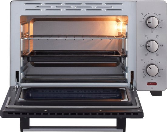 Tomado TEO3000S - Freistehender Backofen - 30 Liter - 1600 Watt - Heißluft - 3 Einschubebenen - Silber
