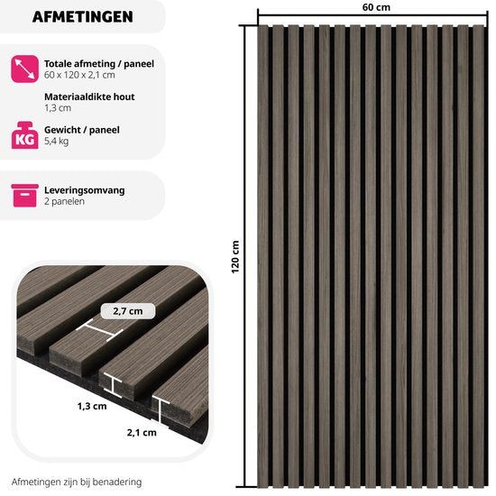 tectake - 2er-Set Akustikpaneele Sonic Wall - Farbe Ebenholz - Schallabsorbierendes Paneel - Lärmreduzierung - verschiedene Farben - Maße pro Paneel (LxBxH): ca. 120x60x2,1cm