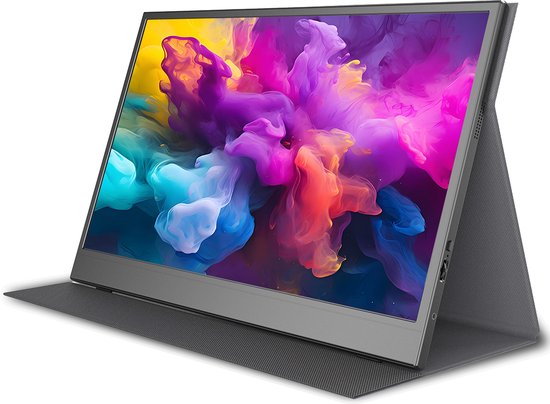 Tragbarer Monitor von Denver - Full HD - 15,6" - Tragbarer Monitor - Ledertasche - HDMI - USB-C - PMO15604