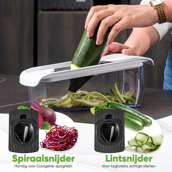Stosh Mandoline - Gemüseschneider - Zwiebelschneider - Spiralschneider - Reibe - 6-teilig - Kunststoff - BPA frei