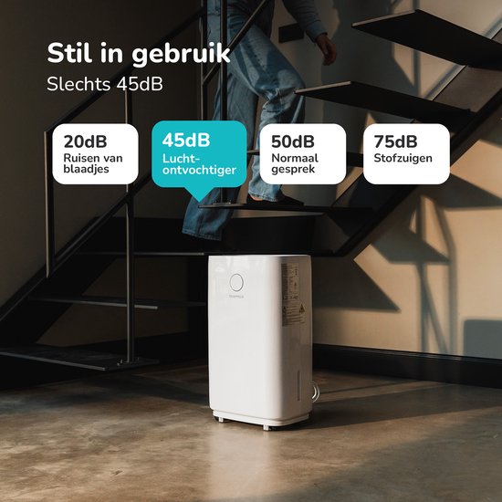 Bloomfold Luftentfeuchter - 20L pro Tag - inkl. Wasch-Trocken-Funktion - Für Wohnzimmer, Schlafzimmer, Keller & Badezimmer - Luftentfeuchter - Weiß