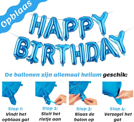 Feestio Ballons Geburtstag Dekoration mit Tischtuch und Girlanden - Helium - Blau