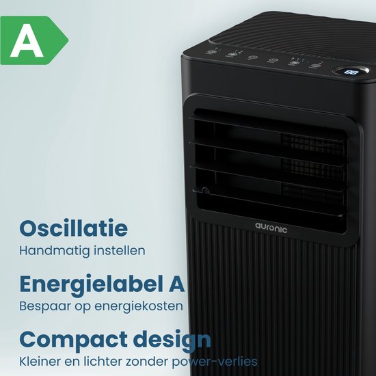Auronic Mobile Air Conditioner - 9.000 BTU - 3-in-1 - Klimaanlage mit 2 Fensterdichtungs-Kits - Ventilator - Luftentfeuchter - kühlt bis zu 25m² - Schwarz