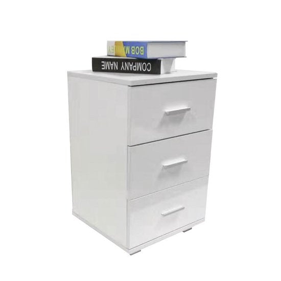 Nachttisch Dielenschrank 3 Schubladen 63 cm hoch weiß