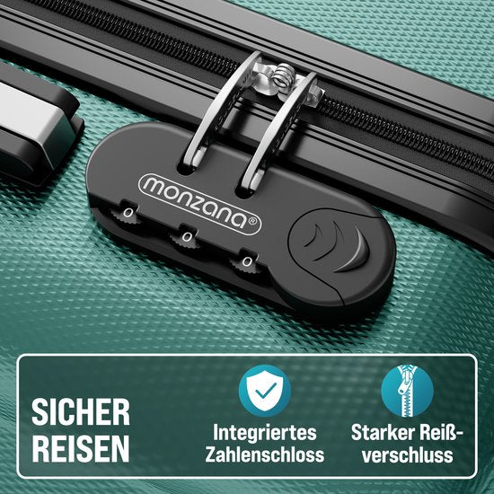 MONZANA Kofferset - Koffer M L XL 3-teiliges Hartschalen-Handgepäck - Grün
