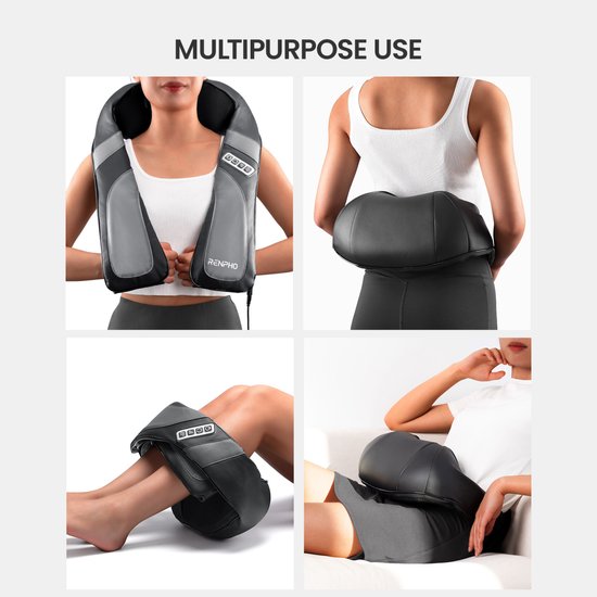 RENPHO U-Neck Go Shiatsu Nacken- und Schultermassagegerät - Heizfunktion - Geeignet für verschiedene Körperteile - Schwarz