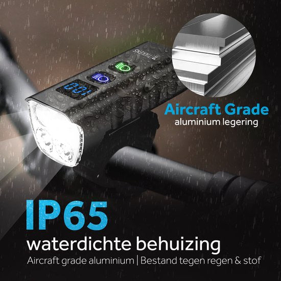 Tikkens LED Fahrradlicht - 1600 Lumen - USB Wiederaufladbar - Mit Powerbank - MTB & Rennrad Beleuchtung - Wasserdicht