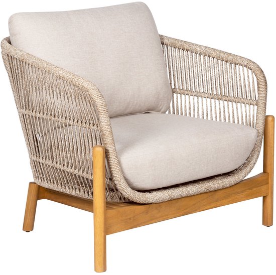 Sessel Braun/Beige - Akazienholz & Textil - 78,5x86x72 cm - Sessel Terracina - House Nordic