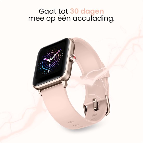 MAOO BOOST Smartwatch - Inkl. Bildschirmschutz - Wasserdicht - Smartwatch Damen Rose Gold - Schrittzähler - Uhr - Pink