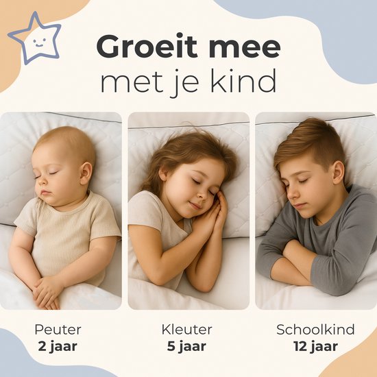 CozySense® Kinderkissen - Kopfkissen Kind - Kleinkind-Kopfkissen - Ergonomisch & verstellbar - 100% Baumwolle - Hypoallergen - OEKO-TEX® - 40x55cm - 2-12 Jahre
