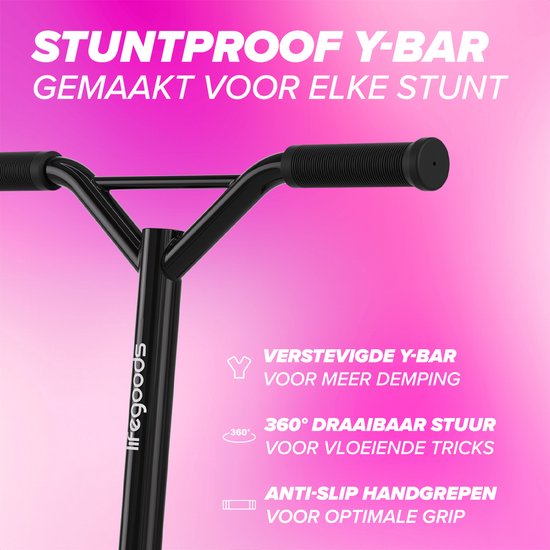 LifeGoods Stuntstep Fly X - 6+ Jahre - Schritt für Kinder - Jungen/Mädchen - 100mm - 100KG - Schwarz/Rosa