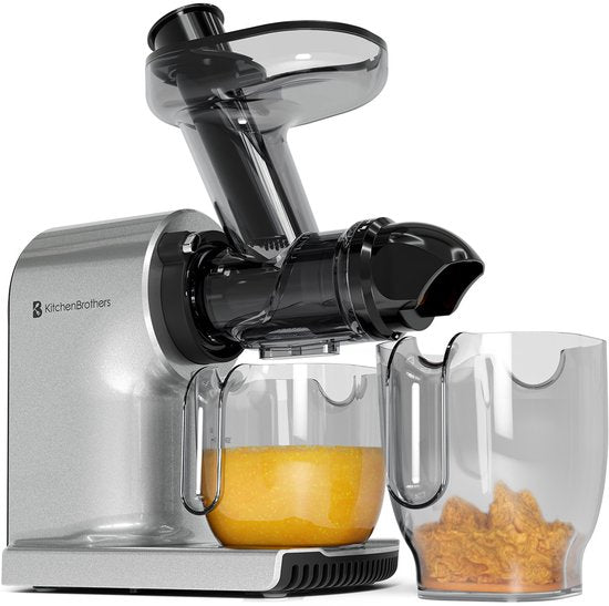 KitchenBrothers Slowjuicer - Kompakt - Saftpresse - Gemüse- und Obstpresse - 45 mm - 500 ml - Grau