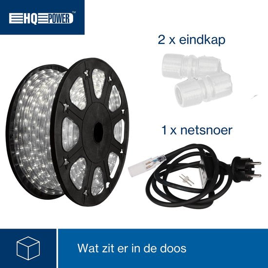 HQ-Power Lichtschnur, 36 LEDs/Meter, 1 Kanal, für den Innen- und Außenbereich, kaltweiß, 45 m
