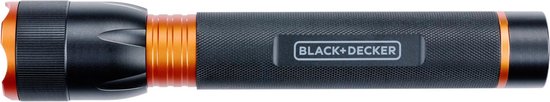 BLACK+DECKER LED-Taschenlampe - 350 Lumen - 6W - 200M Reichweite - 3 Lichtmodi: Hoch, Niedrig, Pulsierend - Schwarz/Orange