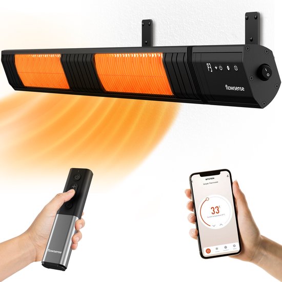 Flowsense Heater - Terrassenheizungen 3000W - Elektrische Pendelheizung - Infrarotheizung - Für 35m2 Flächen - Innen & Außen - Inkl.