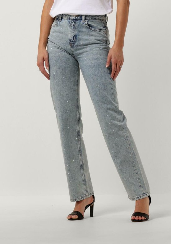 Bunte Rebel Jones Strass Mid Rise Straight Leg Denim Hosen - S