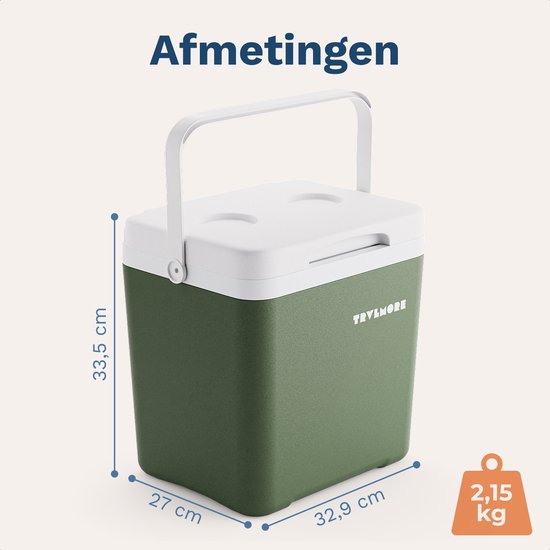 TRVLMORE Cool Box 14L - Kühlbox - Inklusive Kühlelement - Kühlbox Klein - Grün