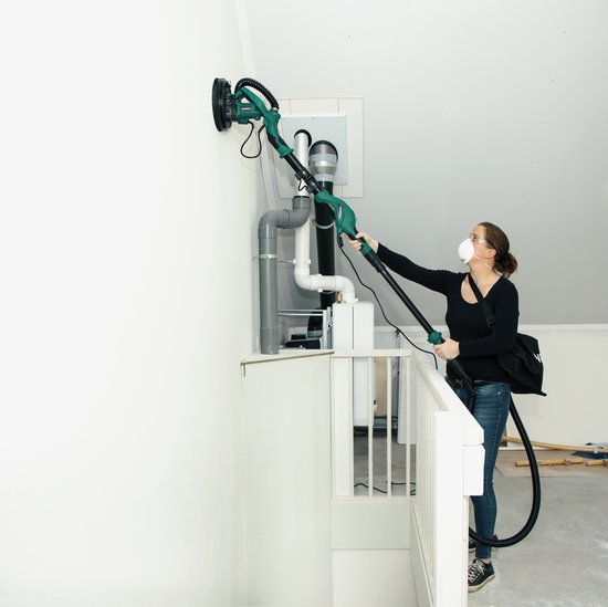 VONROC Teleskop-Deckenschleifer - 1050W - Ø225MM - Ideal für Decke und Wand