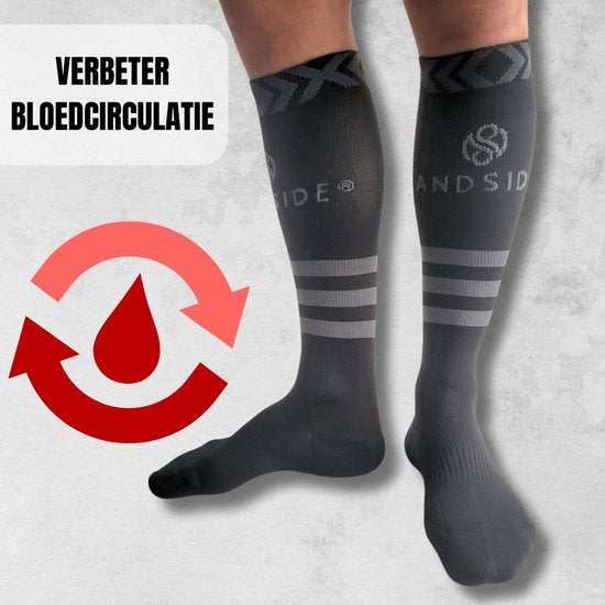 Sandside Kompressionssocken - 2 Paare - Laufsocken - Schwarz - Größe 36-40 S/M
