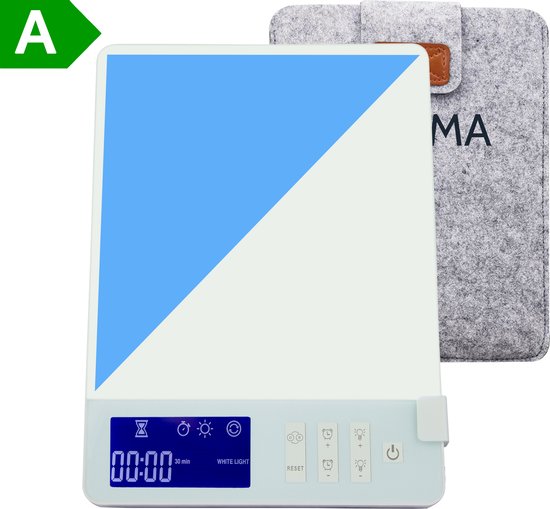 LIROMA® Tageslichtlampe - Blaues und weißes Licht - 10.000 LUX - Timer - Lichttherapie - Schreibtischlampe