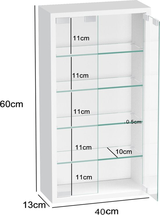 Vitrine stehend hängend Wandvitrine - 40 x 60 x 12 cm
