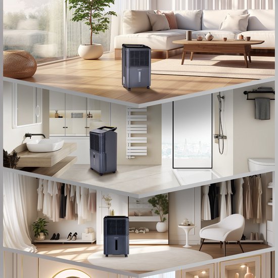 KRAFT Luftentfeuchter - 16L pro Tag - Wash-Dry Funktion - Luftentfeuchter für Schlafzimmer, Bad, Wohnzimmer - Luftentfeuchter - Anthrazit