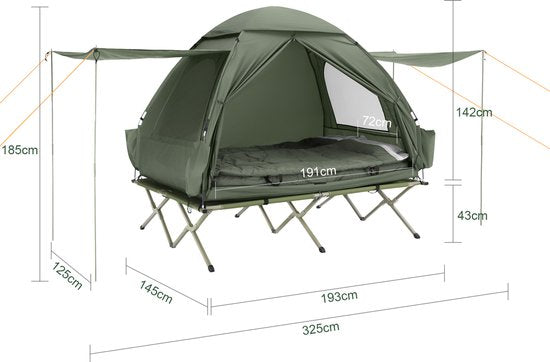 SoBuy OGS32-II-L-GR Aufblasbares Camping-Zelt - Dunkelgrünes Textil 193x145cm
