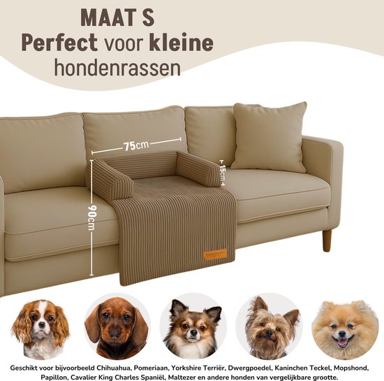 By Cee Cee Original Hundedecke Bank - Hundedecke Bank - Hundekorb - Premium - Vollständig reißfest - Rippengewebe - Braun - 75x90 - Größe S