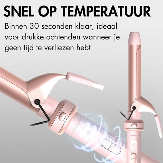 Sansbeauté® 6 in 1 Lockenstab mit Klemme - Keramischer Lockenstab - 13mm bis 38mm - Föhnbürste für kurzes Haar - Wärmebürste - Lockenwickler - Thermobürste - Haarstyler - Lockenbürste 5 in 1