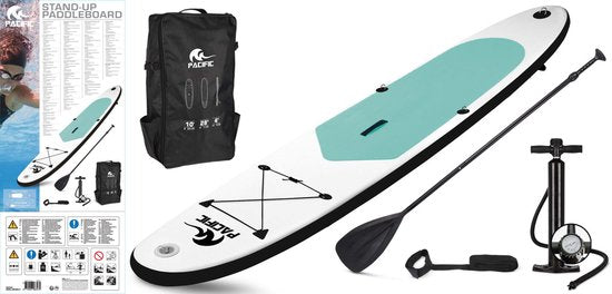 Pacific Special Edition Sup Board - 305 cm - Bis zu 100 kg - Weiß/Grün