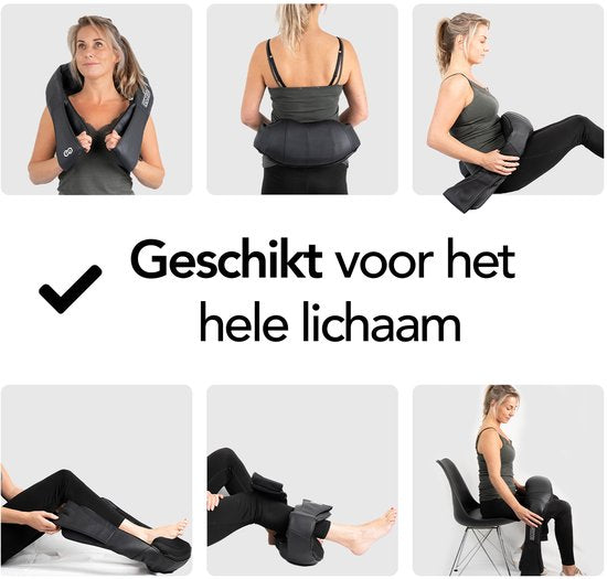 Infinity Goods Kabelloses Shiatsu-Massagekissen - Elektrisch - Nacken, Schulter und Rücken - Wärmefunktion - 8 Massageköpfe - Massagegerät