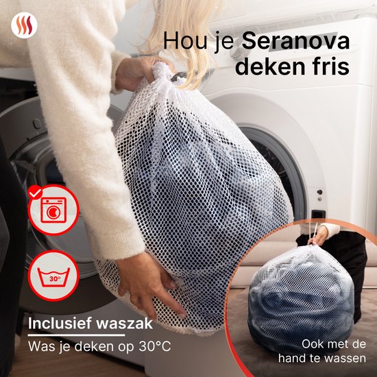 Seranova Electric Blanket XXL - 180x160 cm - 2 Personen Decke - Wärmedecke - Doppelseitig - Fleece Sherpa - Blau
