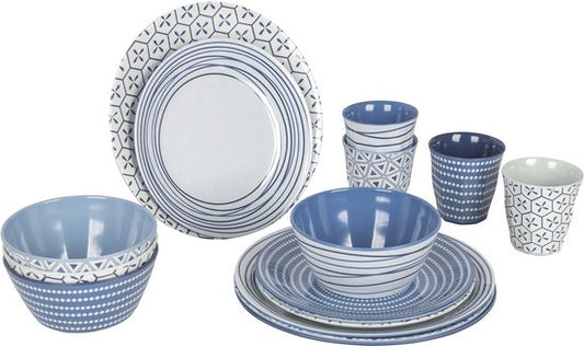 Bo-Camp - Geschirr - Mix & Match- 16 Teile - Blau