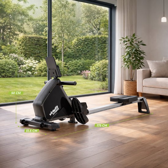 VirtuFit ROW200i Rudergerät – Zusammenklappbar – 10 Widerstandsstufen – Geräuscharm – Kinomap & FitShow – LCD-Display mit Tablet-Halterung – Rudergerät für zu Hause – Rudergerät (ROW450)