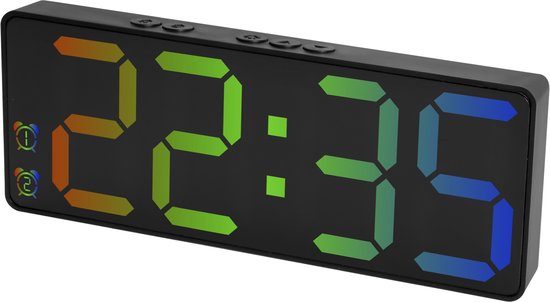 Nuvance Digitaler Wecker - Digitaluhr - Wecker für Kinder & Erwachsene - Reisewecker - Schlafzimmer - Led Wecker Digital - Schwarz RGB