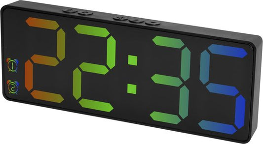 Nuvance Digitaler Wecker - Digitaluhr - Wecker für Kinder & Erwachsene - Reisewecker - Schlafzimmer - Led Wecker Digital - Schwarz RGB