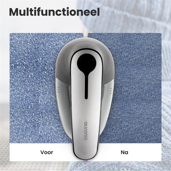 Auronic Elektrischer Fusselentferner - Schnurloser Entfussler - Akkulaufzeit 60 Minuten - Fusselentferner - 2 Extra-Aufsätze - Grau